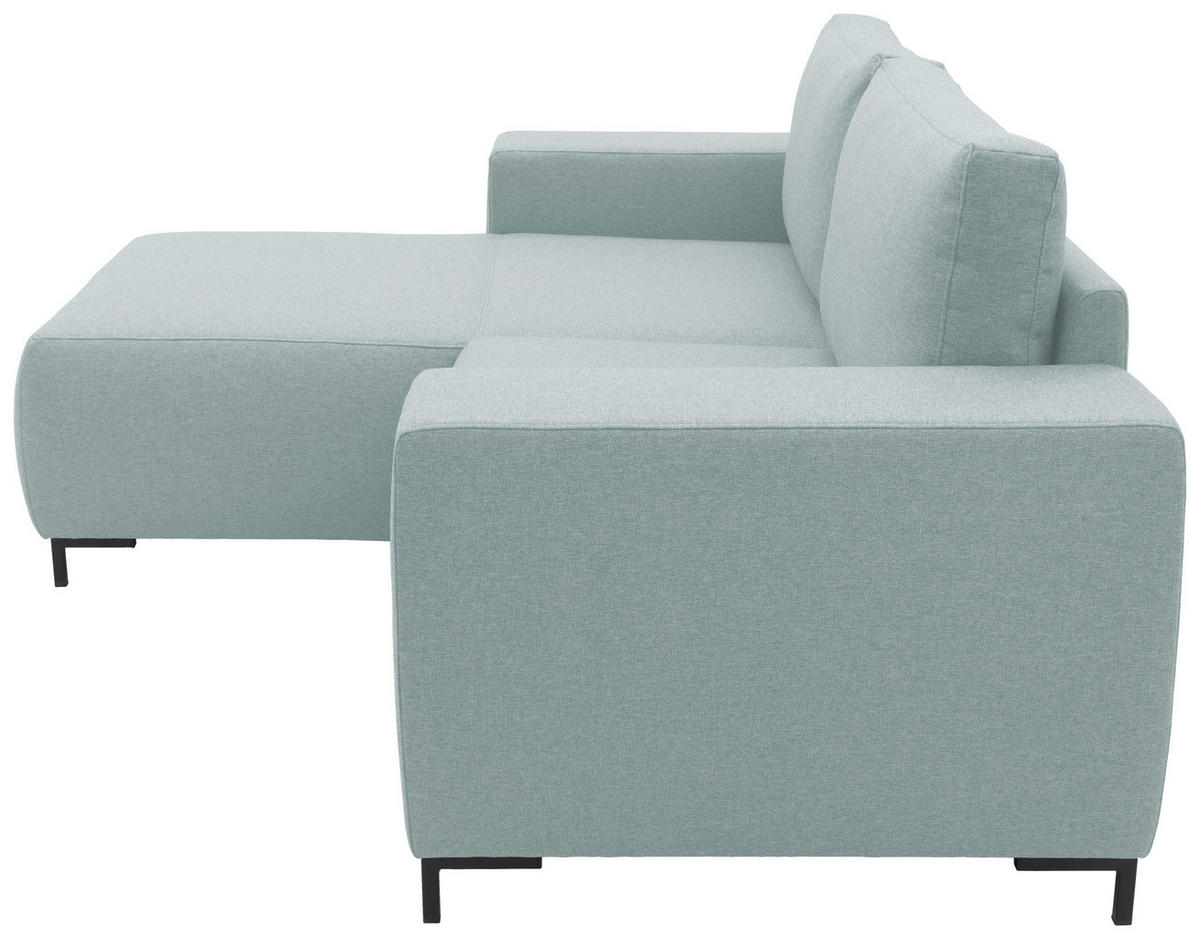 ECKSOFA in Webstoff Blau  242/160 cm  - Blau/Schwarz, Design, Textil/Metall (242/160cm) - LOOKS by W.Joop