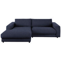 ECKSOFA in Flachgewebe Dunkelblau  - Schwarz/Dunkelblau, Design, Kunststoff/Textil (190/270cm) - Lomoco