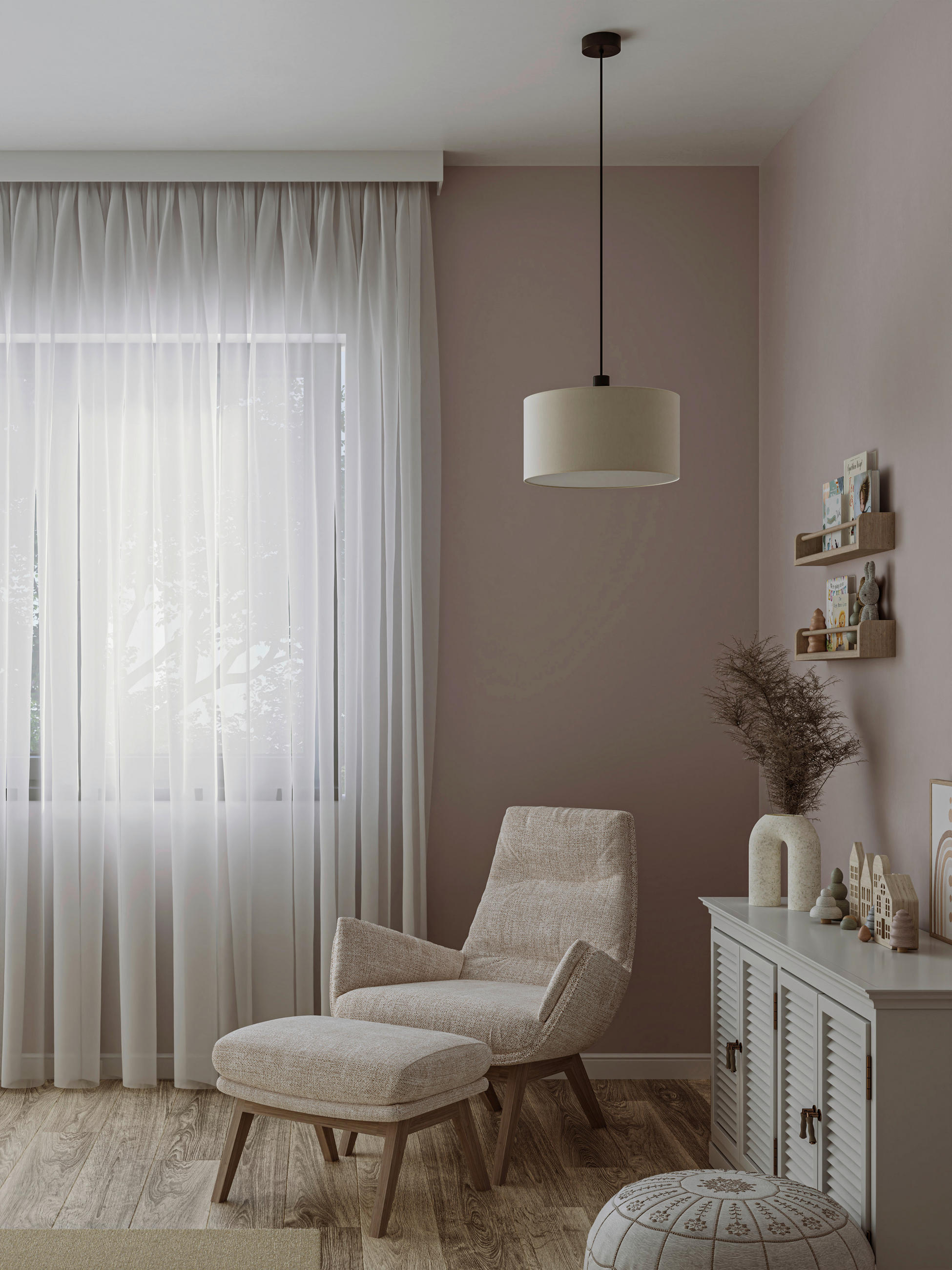 FÜGGŐLÁMPA 50/130 cm  - fehér, Basics, műanyag/textil (50/130cm)