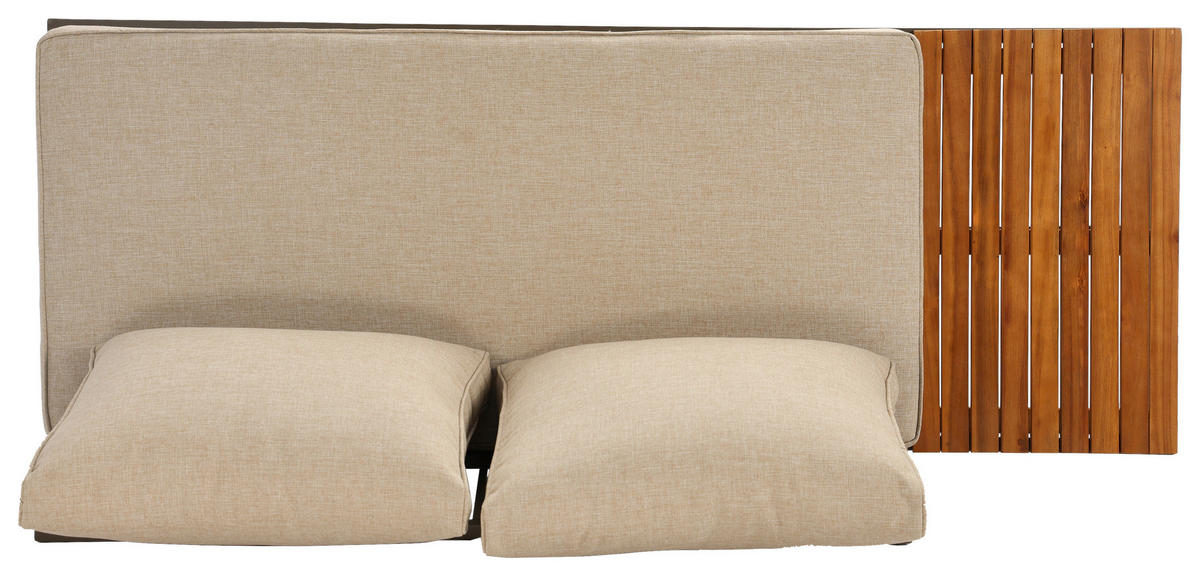 LOUNGEGARNITUR   57/35/57 cm Akazie vollmassiv Aluminium  - Beige/Beigebraun, MODERN, Holz/Textil (57/35/57cm) - Ambia Garden