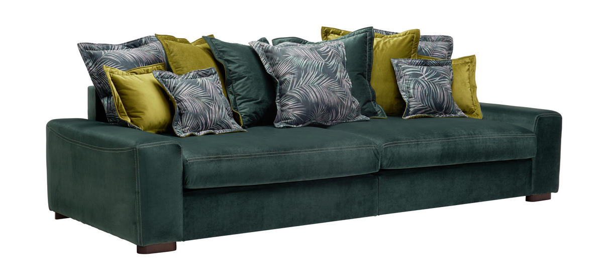 BIGSOFA Velours Dunkelgrün  - Wengefarben/Dunkelgrün, LIFESTYLE, Holz/Textil (289/90/115cm) - Carryhome