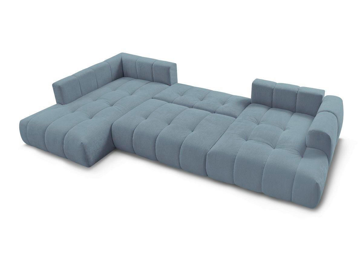 WOHNLANDSCHAFT  FUJI  Hellblau Leinenoptik  - Schwarz/Hellblau, MODERN, Kunststoff/Textil (204/377/160cm)