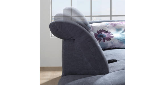 ECKSOFA in Flachgewebe Dunkelblau  - Chromfarben/Dunkelblau, Design, Textil (313/242cm) - Xora