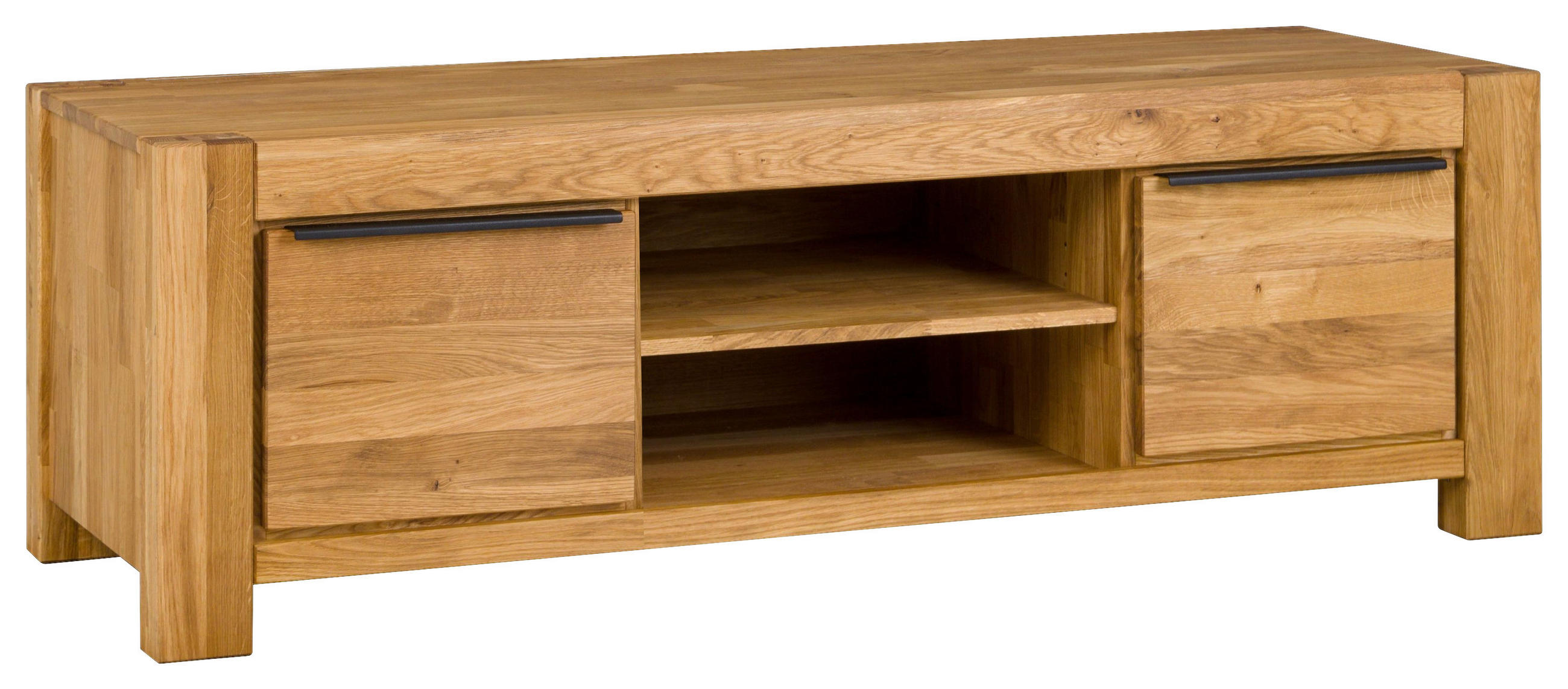 TV-ELEMENT Wildeiche furniert, massiv Wildeiche  - Wildeiche/Schwarz, Natur, Holz/Metall (155/51/50cm) - Boxxx