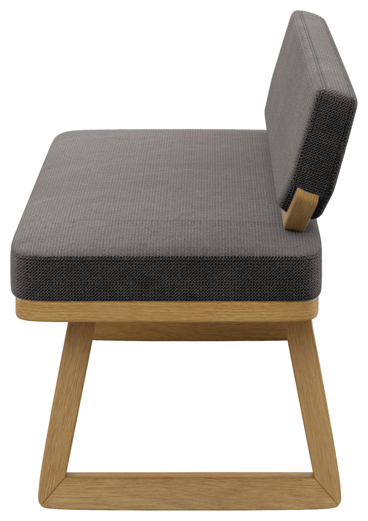 SITZBANK 190/80/52 cm Flachgewebe Schwarz, Eichefarben Eiche massiv  - Eichefarben/Schwarz, Basics, Holz/Textil (190/80/52cm) - Carryhome