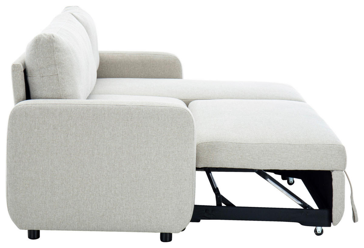 ECKSOFA Leinenoptik Beige  - Beige/Schwarz, Design, Kunststoff/Textil (152,5/225,5cm) - Livetastic