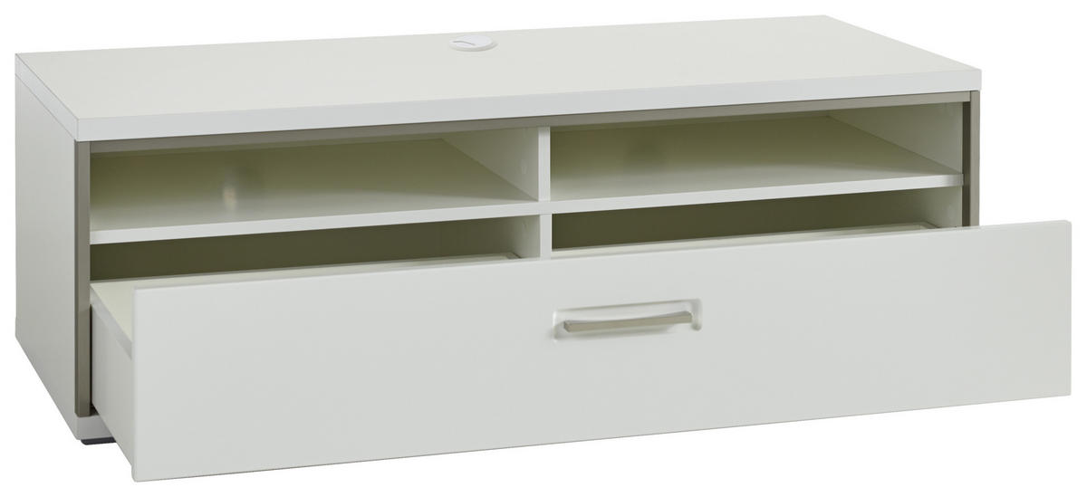 TV-ELEMENT Accra  in 132/47/58 cm  - Weiss Hochglanz/Weiss, Design, Holzwerkstoff/Metall (132/47/58cm) - Livetastic