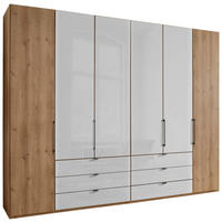 NYÍLÓAJTÓS SZEKRÉNY fehér, Bianco tölgy  - Bianco tölgy/palaszürke, Konventionell, faalapú anyag/üveg (300/216/58cm) - Dieter Knoll