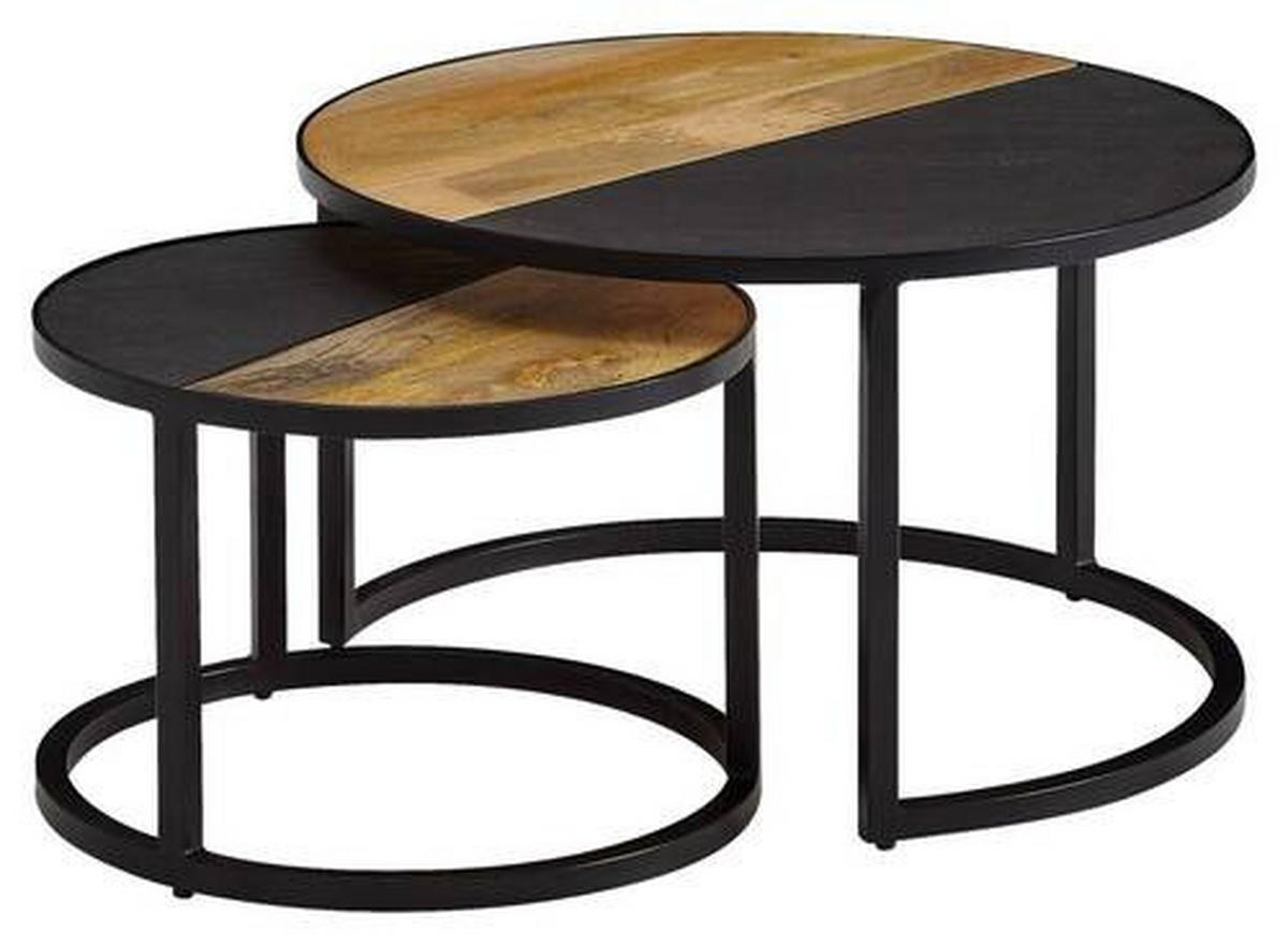 SOFFBORD SET i trä, sten 60/60/36 cm  - svart, Modern, metall/trä (60/60/36cm) - MID.YOU