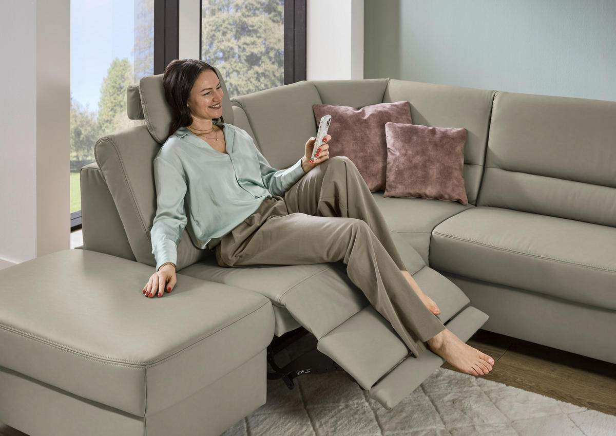 ECKSOFA  in Echtleder Grau  249/290 cm  - Schwarz/Grau, KONVENTIONELL, Leder/Metall (249/290cm) - Beldomo Premium