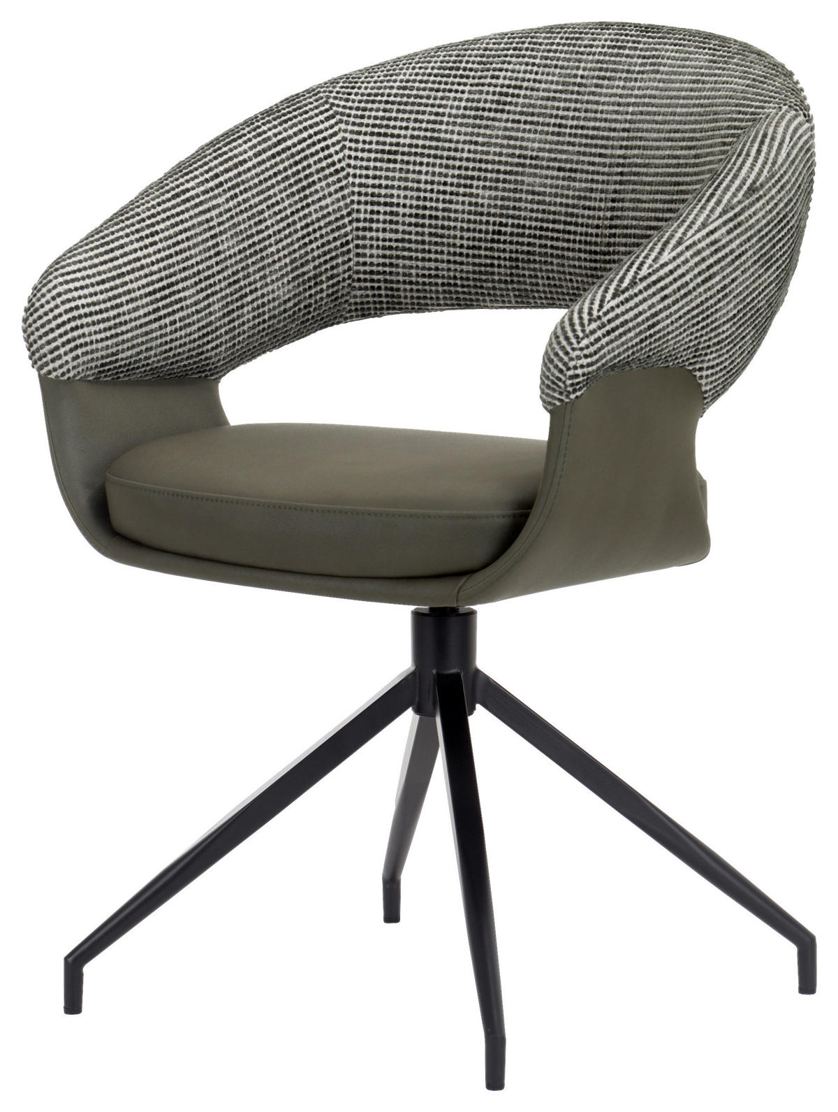 ARMLEHNSTUHL , Sitzfläche 360° drehbar, automatische Rückholfunktion , Mikrofaser, Webstoff  - Schwarz/Weiß, Design, Textil/Metall (60/83/62cm) - Novel