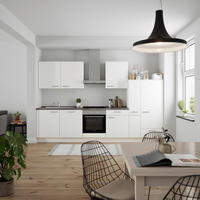 KÜCHENBLOCK 330 cm   Weiss, Schieferfarben  - Weiss/Schieferfarben, Modern, Holzwerkstoff/Metall (330cm) - Nobilia
