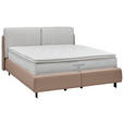 BOXSPRINGBETT 180/200 cm  in Hellbraun, Greige  - Hellbraun/Greige, Design, Textil/Metall (180/200cm) - Johann Jakob