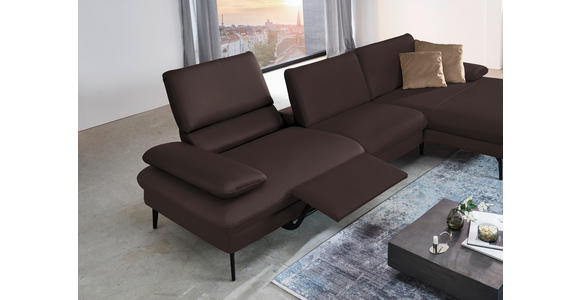 ECKSOFA in Echtleder Braun  - Schwarz/Braun, Design, Leder/Metall (325/157cm) - Dieter Knoll