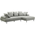 ECKSOFA in Mikrofaser Hellgrau  282/171 cm  - Hellgrau/Schwarz, Design, Textil/Metall (282/171cm) - Hom`in