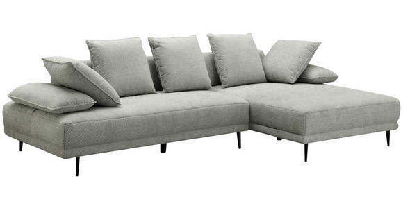 ECKSOFA in Mikrofaser Hellgrau  282/171 cm  - Hellgrau/Schwarz, Design, Textil/Metall (282/171cm) - Hom`in