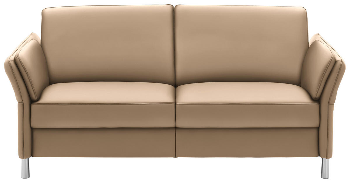 3-SITZER-SOFA in Echtleder Beige  - Beige/Alufarben, Design, Leder/Metall (190/82/99cm) - Dieter Knoll