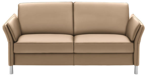 3-SITZER-SOFA in Echtleder Beige - Beige/Alufarben, Design, Leder/Metall (190/82/99cm) - Dieter Knoll