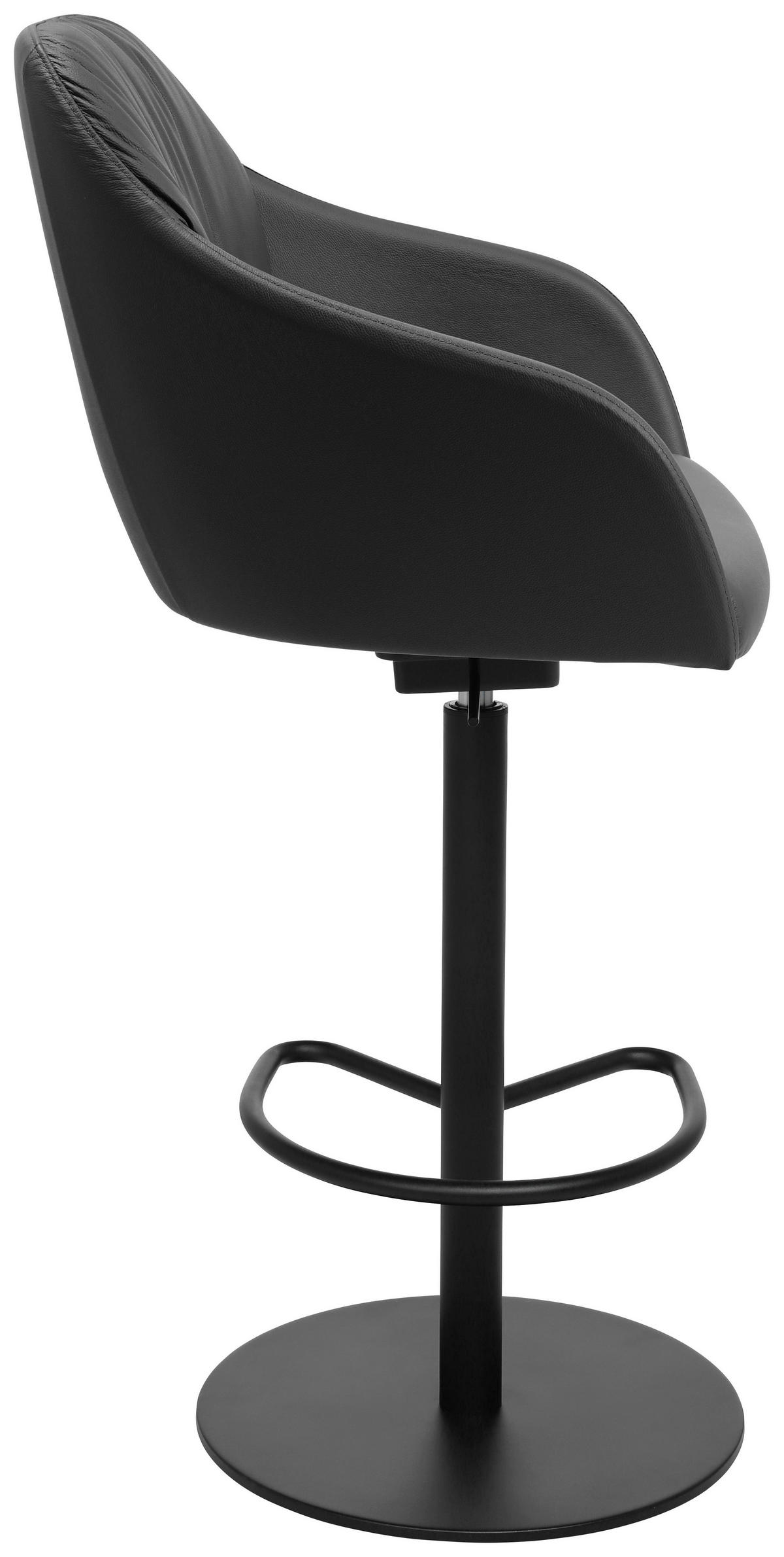 BARHOCKER in Metall, Leder Anthrazit  - Anthrazit/Schwarz, Design, Leder/Metall (59/109,5-120/61cm) - Johann Jakob