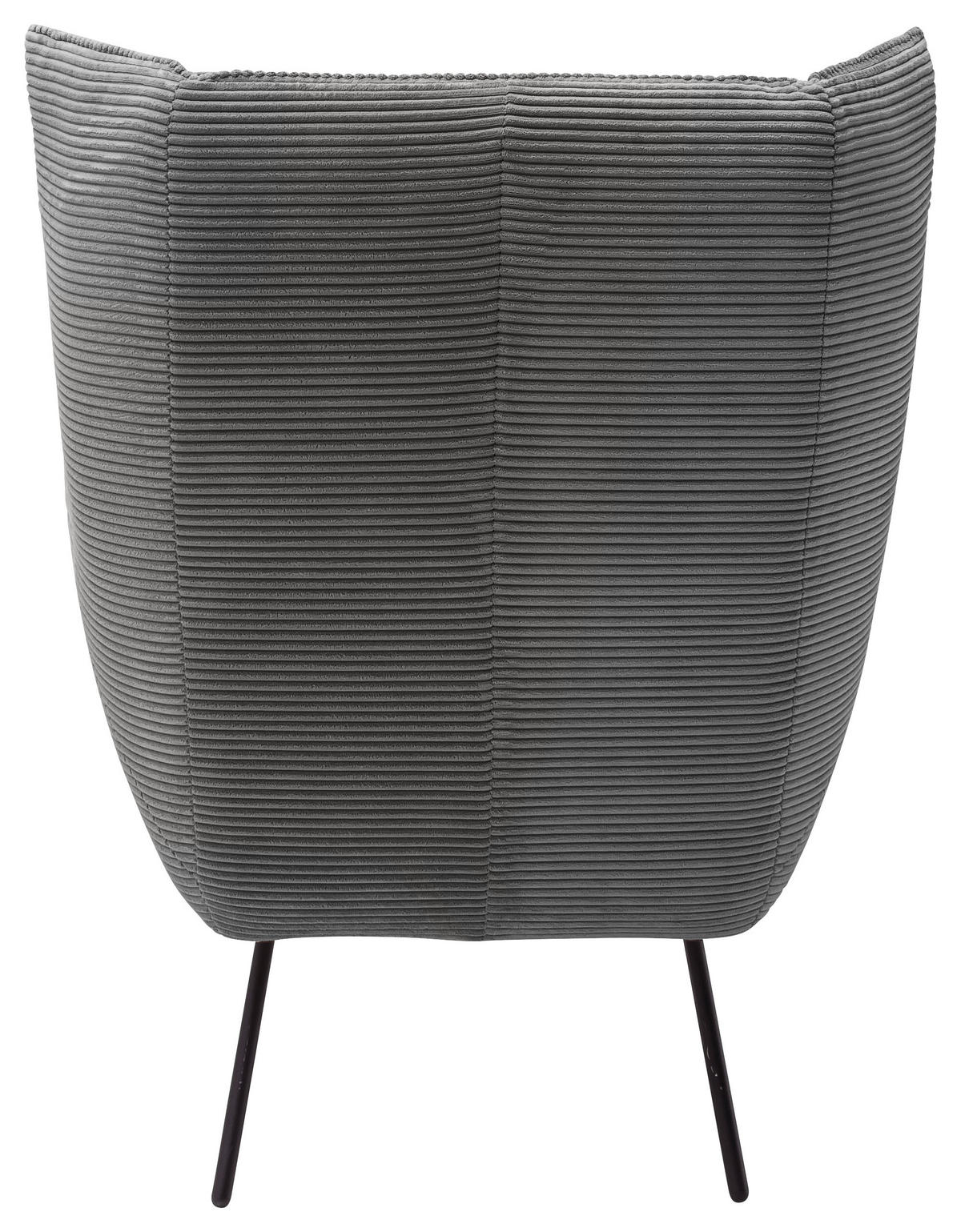 SESSEL in Cord Dunkelgrau  - Dunkelgrau/Schwarz, Design, Textil/Metall (90/112/94cm) - Pure Home Lifestyle