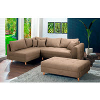 ECKSOFA inkl. Hocker Ariella Beige Mikrofaser  - Beige/Naturfarben, Design, Holz/Textil (161/231cm) - Livetastic