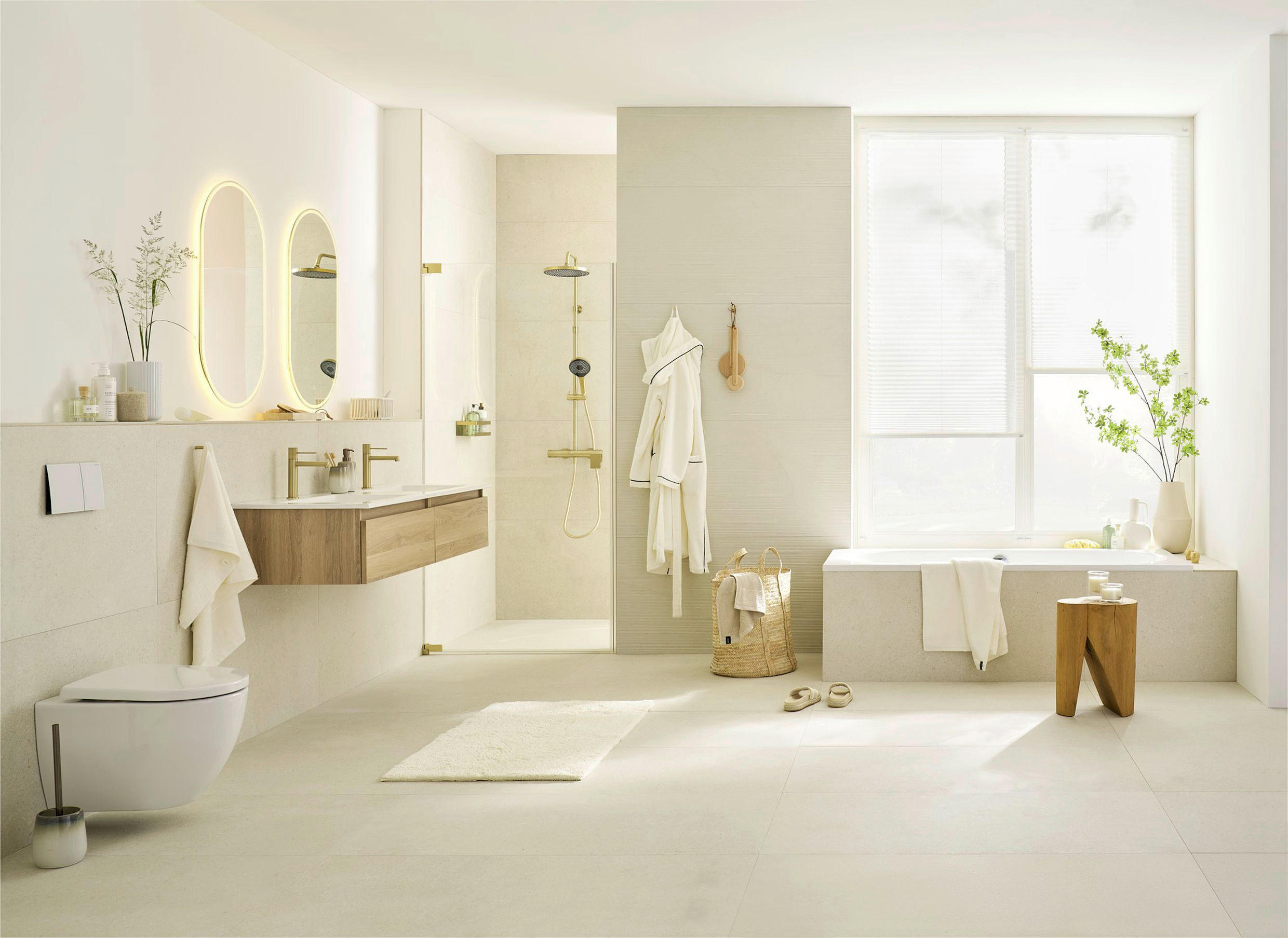 BADEZIMMER  in 142 cm  - Eiche Bianco/Weiß, Basics, Keramik/Holzwerkstoff (142cm) - Schöner Wohnen