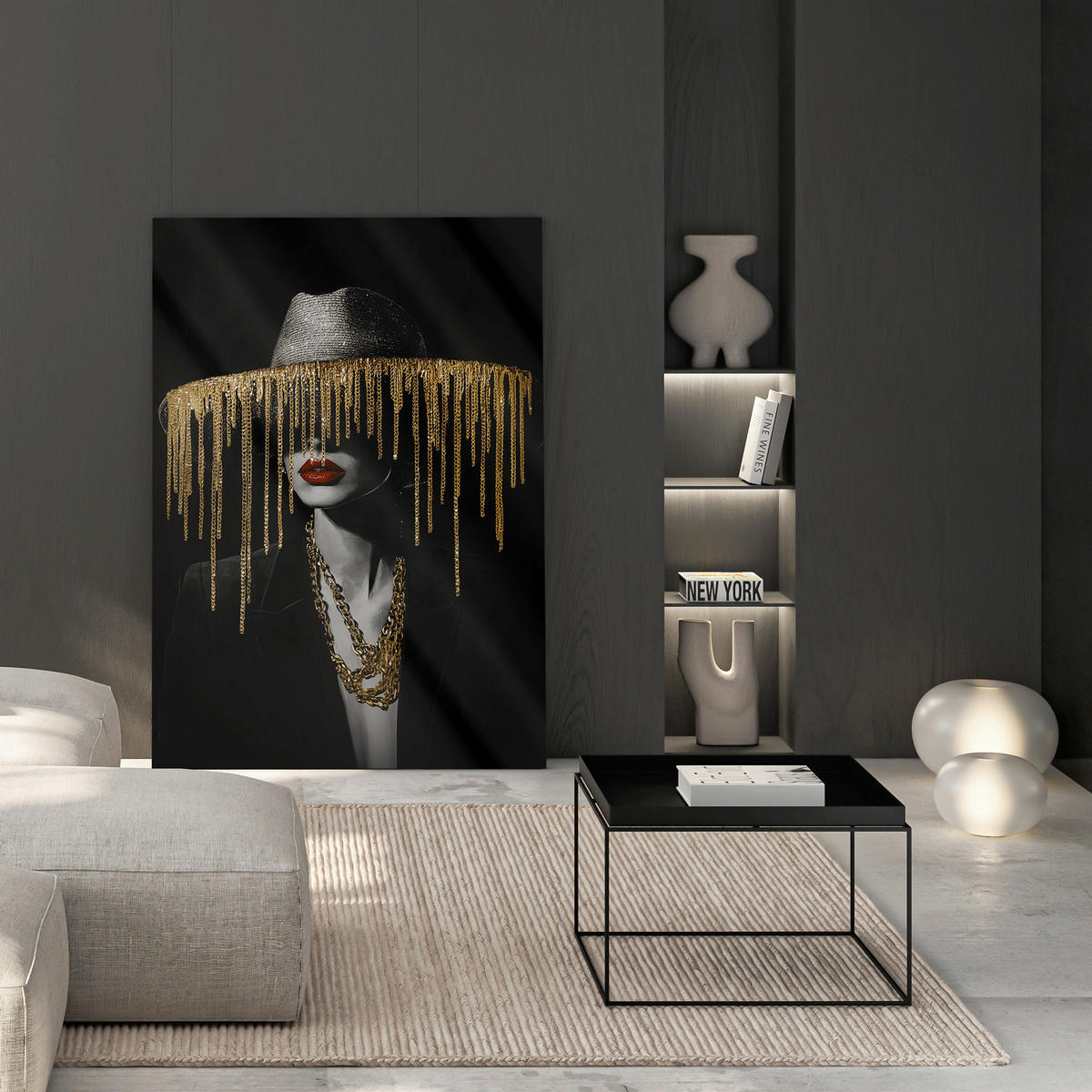 LEINWANDBILD Frauen 70/100 cm  - Goldfarben/Schwarz, Basics, Holz/Textil (70/100cm)