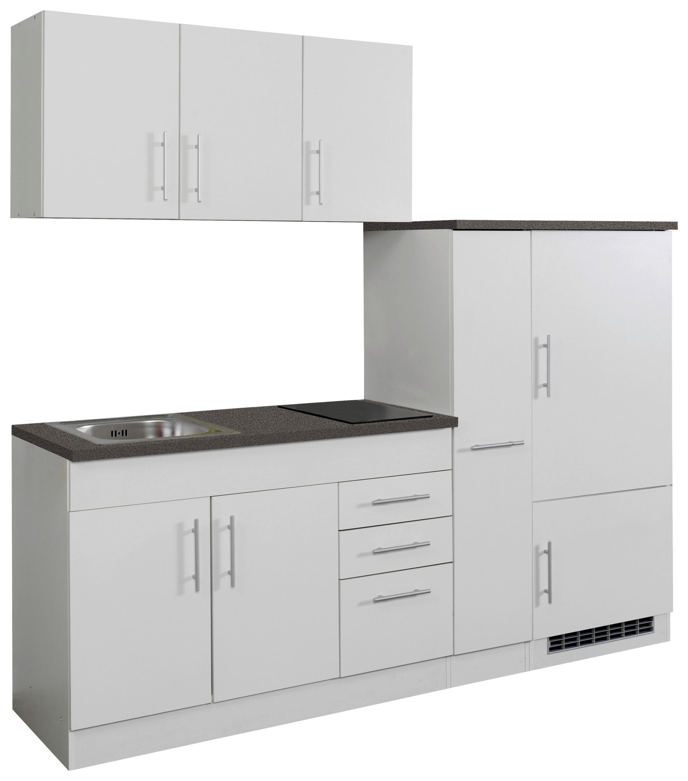 KÜCHENBLOCK 210 cm   in Weiß  - Chromfarben/Graphitfarben, MODERN, Holzwerkstoff/Metall (210cm) - Held