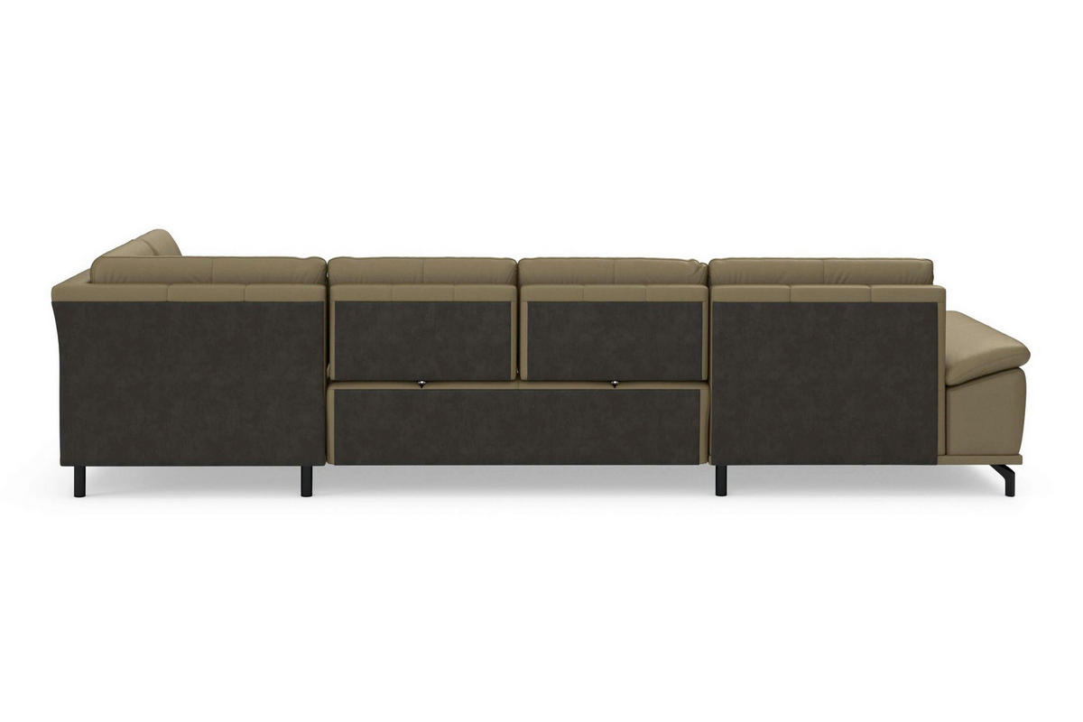 SEDACÍ SOUPRAVA, kůže, olivově zelená - černá/olivově zelená, Basics, kov/textil (176/363/223cm) - Sit & More
