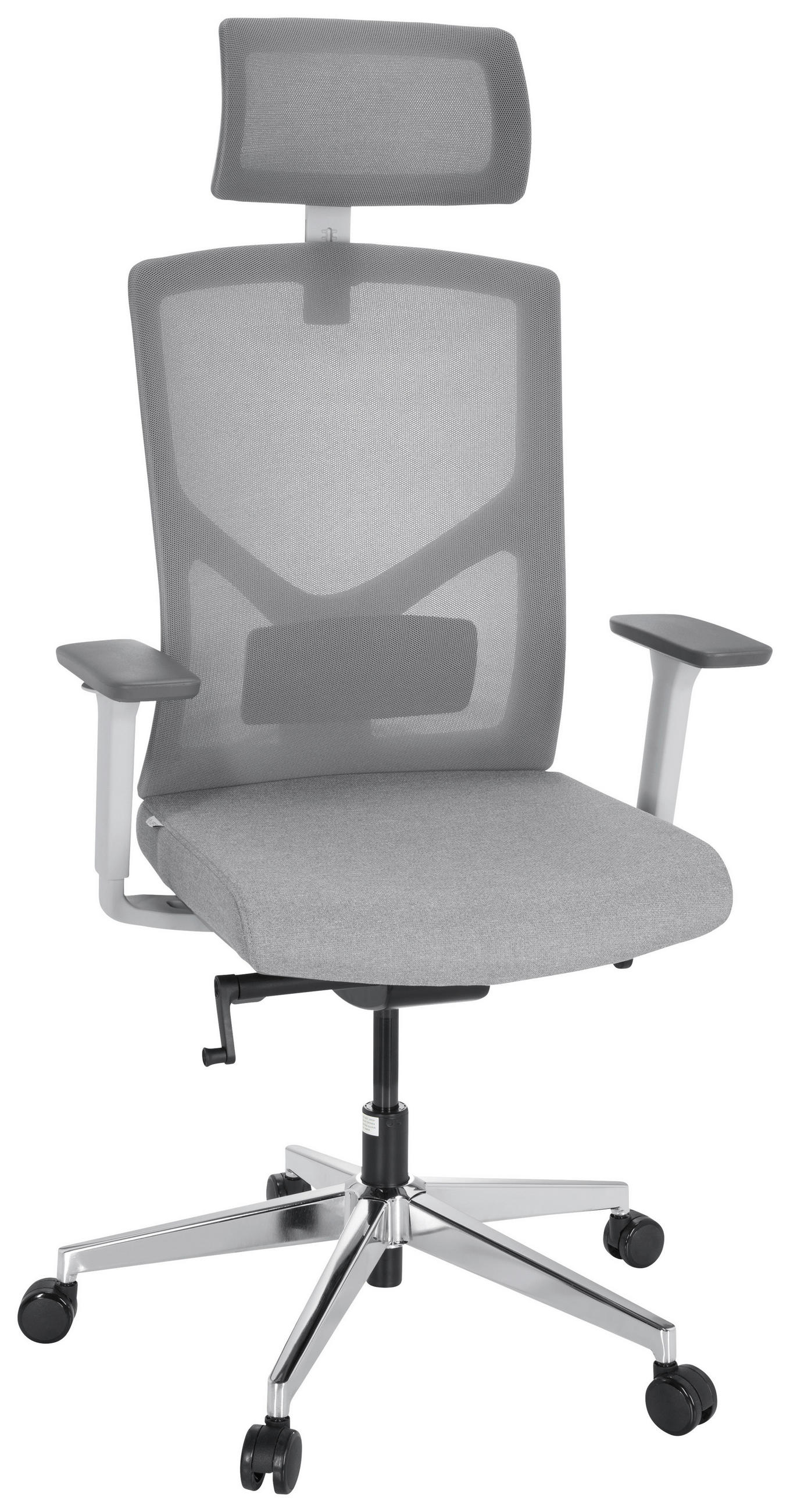 DREHSTUHL Netzbespannung, Flachgewebe Grau, Weiß  - Weiß/Grau, MODERN, Kunststoff/Textil (68/125/74cm) - MID.YOU