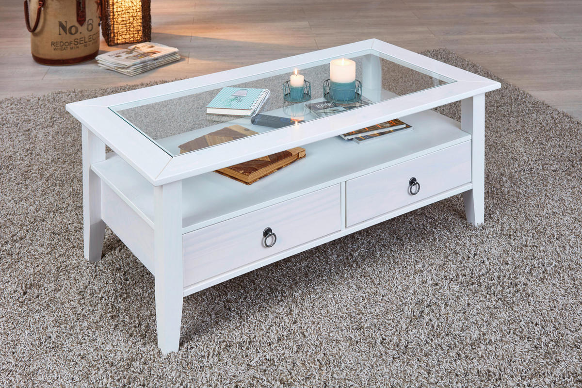 COUCHTISCH in Holz 115/60/45 cm  - Schwarz/Weiß, MODERN, Glas/Holz (115/60/45cm) - Livetastic
