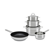 KOCHTOPFSET Edelstahl 5-teilig - Klar/Edelstahlfarben, Basics, Glas/Kunststoff - Homeware Profession.