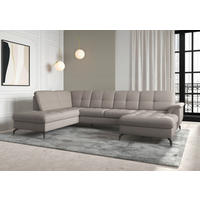 WOHNLANDSCHAFT in Flachgewebe Taupe  - Taupe/Schwarz, Modern, Textil/Metall (212/319/164cm) - Sit & More