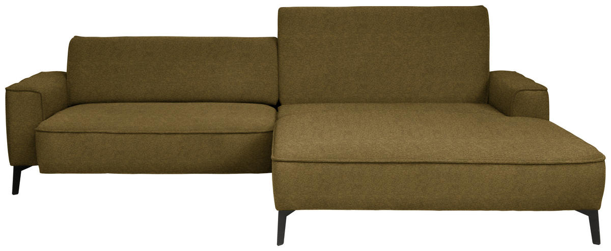 ECKSOFA in Flachgewebe Khaki  285/190 cm  - Khaki/Schwarz, Design, Textil/Metall (285/190cm) - Johann Jakob