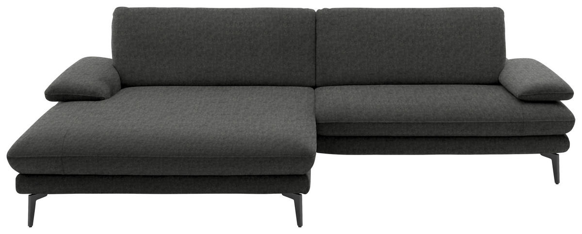ECKSOFA in Velours Dunkelgrau  184/284 cm  - Dunkelgrau/Schwarz, Design, Textil/Metall (184/284cm) - Dieter Knoll