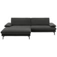 ECKSOFA  in Velours Dunkelgrau Rücken echt  184/284 cm  - Dunkelgrau/Schwarz, Design, Textil/Metall (184/284cm) - Dieter Knoll