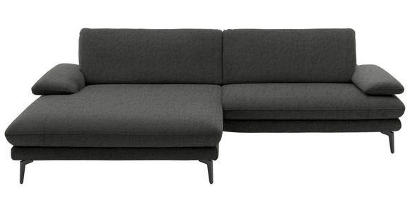 ECKSOFA  in Velours Dunkelgrau Rücken echt  184/284 cm  - Dunkelgrau/Schwarz, Design, Textil/Metall (184/284cm) - Dieter Knoll