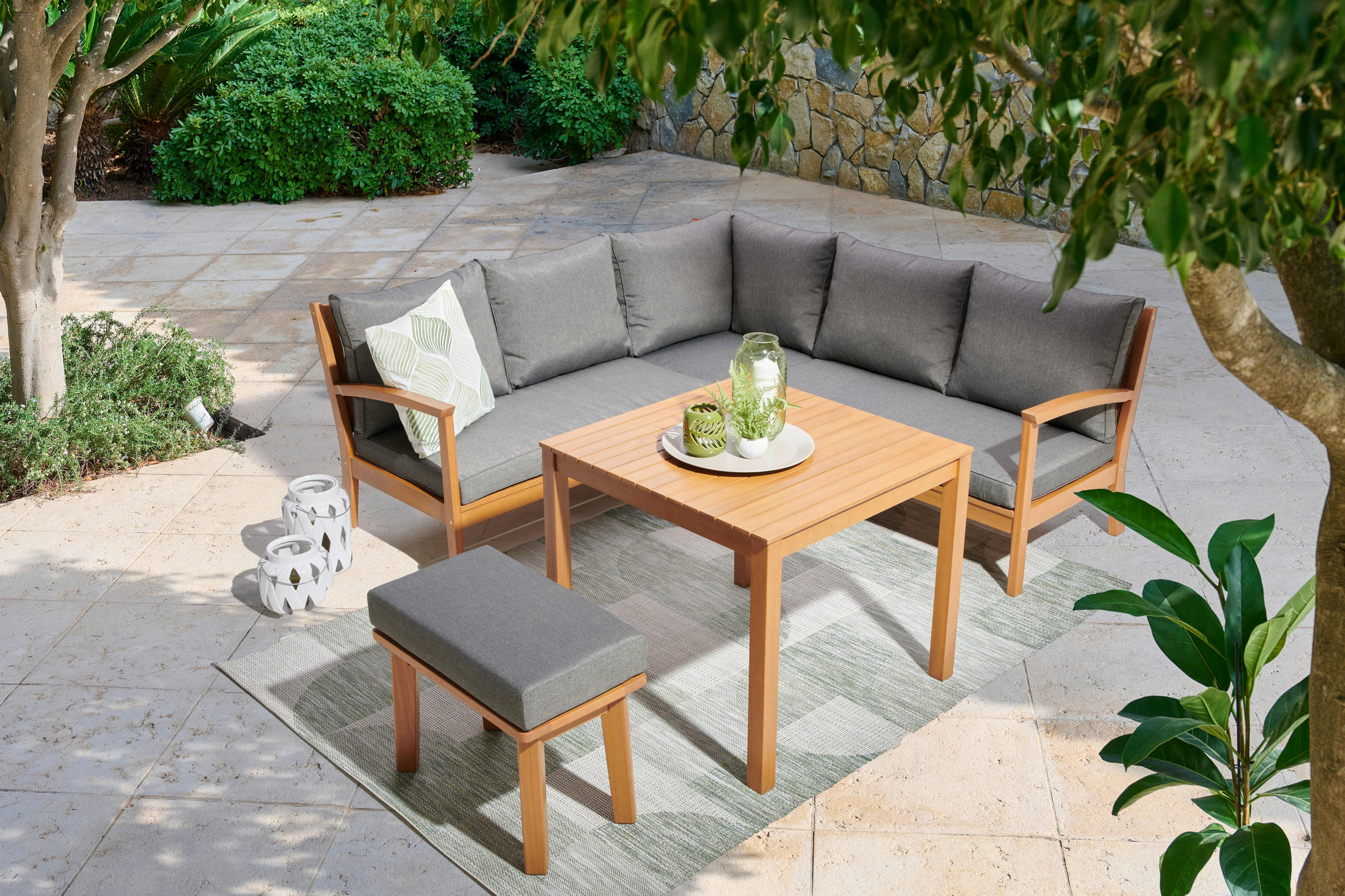 GARTENSET   - Hellgrau/Grau, Design, Holz/Metall (195/195cm) - Ambia Garden