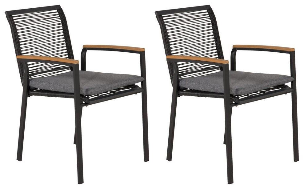 UTESTOLAR SET i metall svart  - svart/akaciefärgad, Klassisk, metall/trä (57/83,5/63,5cm) - Gardenson