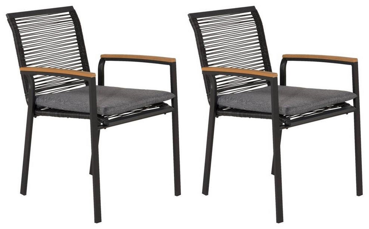 UTESTOLAR SET i metall svart  - svart/akaciefärgad, Klassisk, metall/trä (57/83,5/63,5cm) - Gardenson