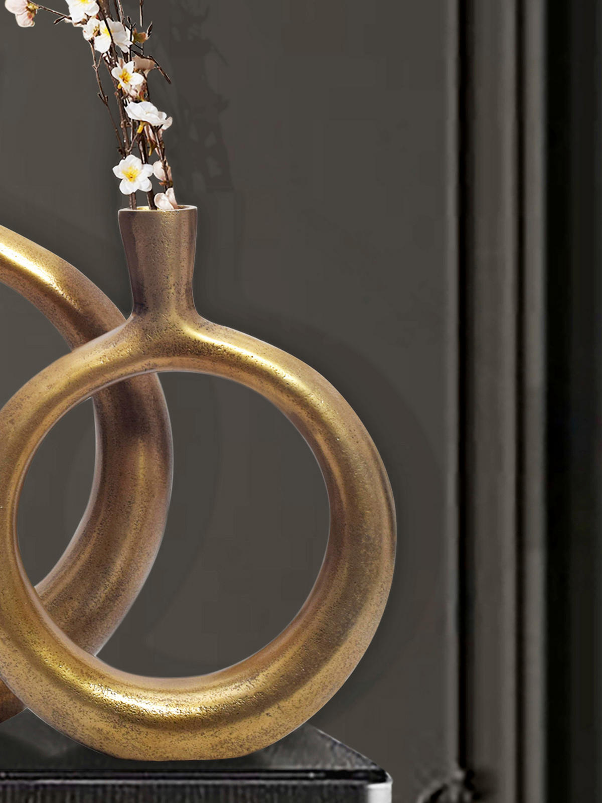 DEKOVASE  - Goldfarben, Design, Metall (35/45/7cm) - Livetastic