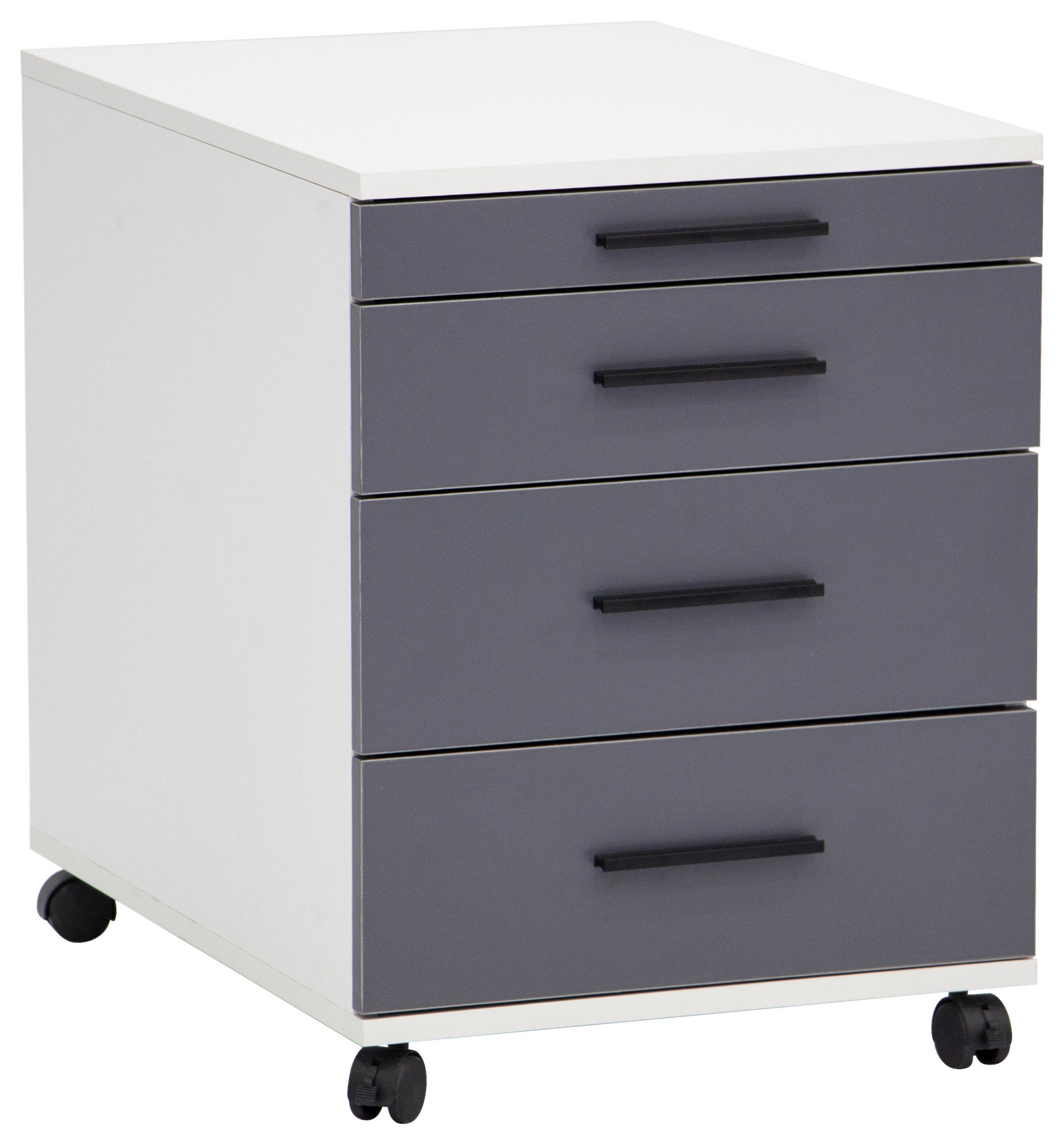 ROLLCONTAINER 43/56/61.5 cm  - Weiss/Schwarz, Basics, Holzwerkstoff/Kunststoff (43/56/61.5cm) - Carryhome