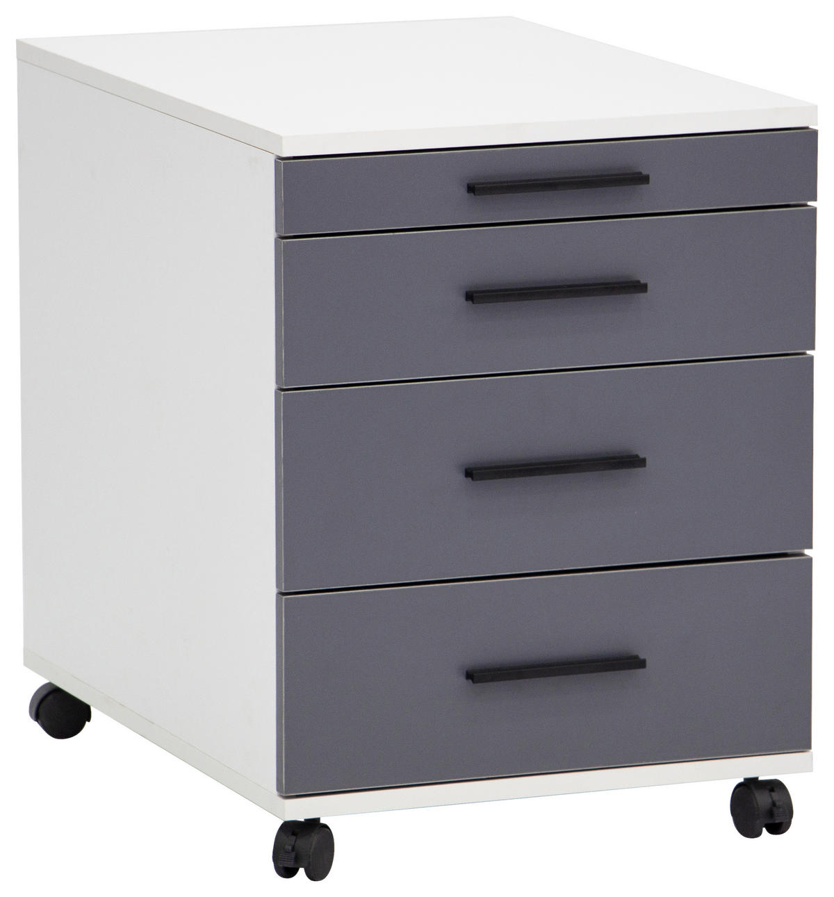 ROLLCONTAINER 43/56/61.5 cm  - Weiss/Schwarz, Basics, Holzwerkstoff/Kunststoff (43/56/61.5cm) - Carryhome