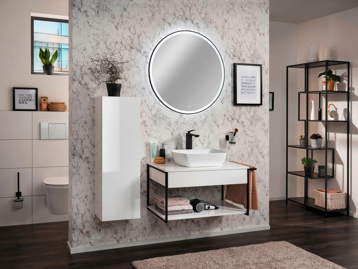 BADEZIMMERSPIEGEL 80/80/3,1 cm  - Schwarz, MODERN, Glas (80/80/3,1cm) - Voleo