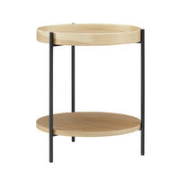 BEISTELLTISCH 44/44/49 cm Eichefarben rund  - Eichefarben/Schwarz, Design, Holzwerkstoff/Metall (44/44/49cm) - Livetastic