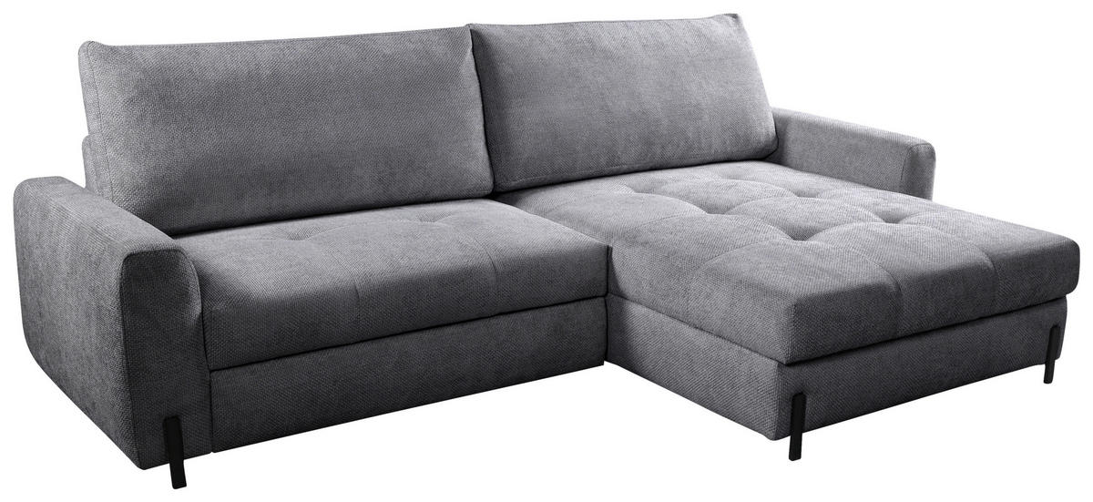 ECKSOFA in Struktur Grau  - Schwarz/Grau, Design, Textil/Metall (265/162cm) - MID.YOU