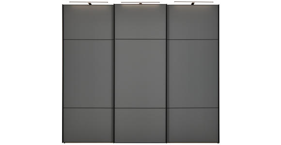 SCHWEBETÜRENSCHRANK in Grau - Schwarz/Grau, Design, Glas/Holzwerkstoff (249/222cm) - Moderano