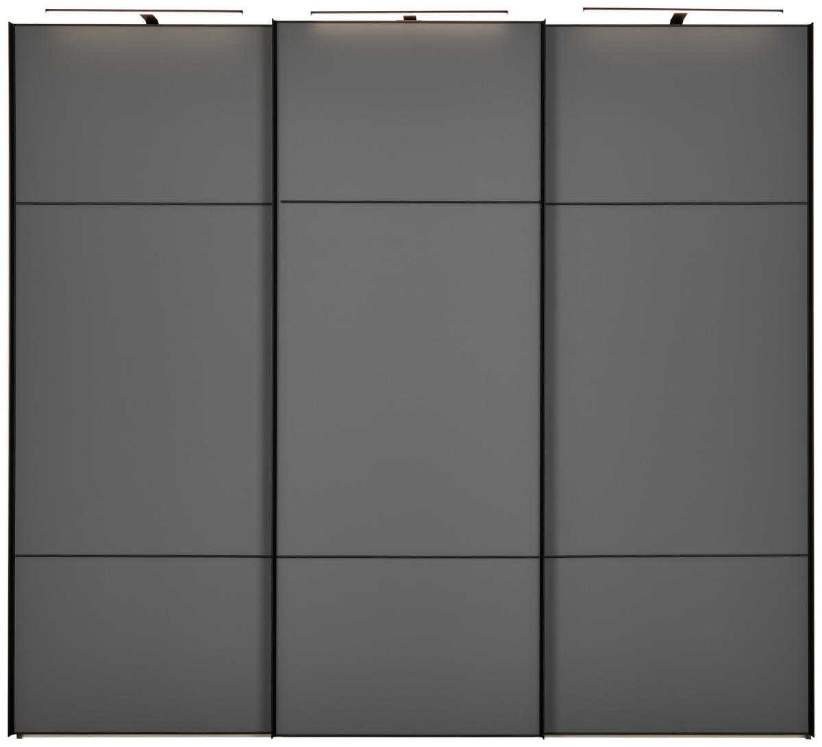  SCHWEBETÜRENSCHRANK 3-türig  - Schwarz/Grau, Design, Glas/Holzwerkstoff (249/222cm) - Moderano