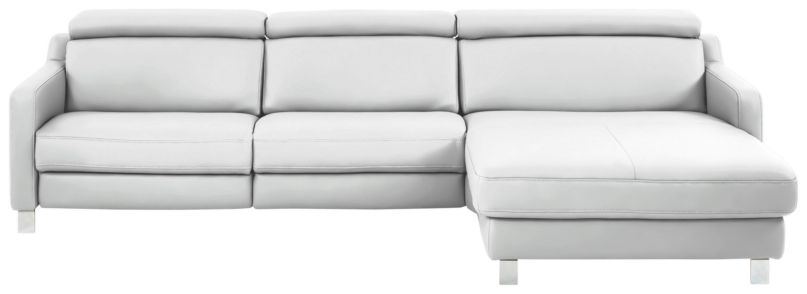ECKSOFA Echtleder Weiss  - Chromfarben/Weiss, Design, Leder/Metall (291/176cm) - Valdera