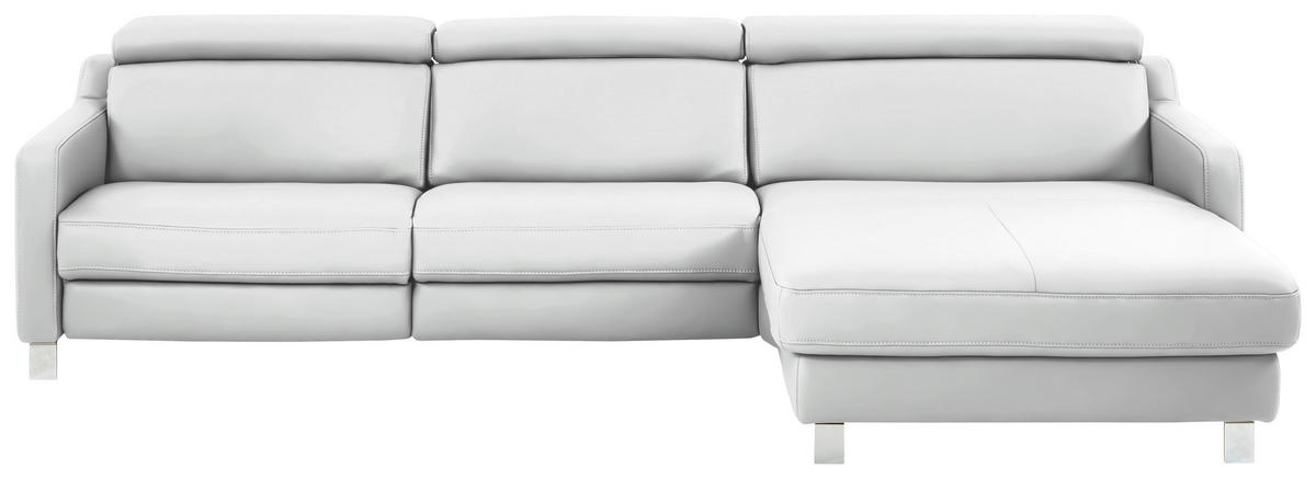 CANAPÉ D'ANGLE cuir véritable blanc  - couleur chromée/blanc, Design, cuir/métal (291/176cm) - Valdera